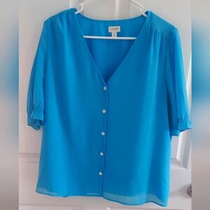 J. Crew Women's Blue V-Neck Top